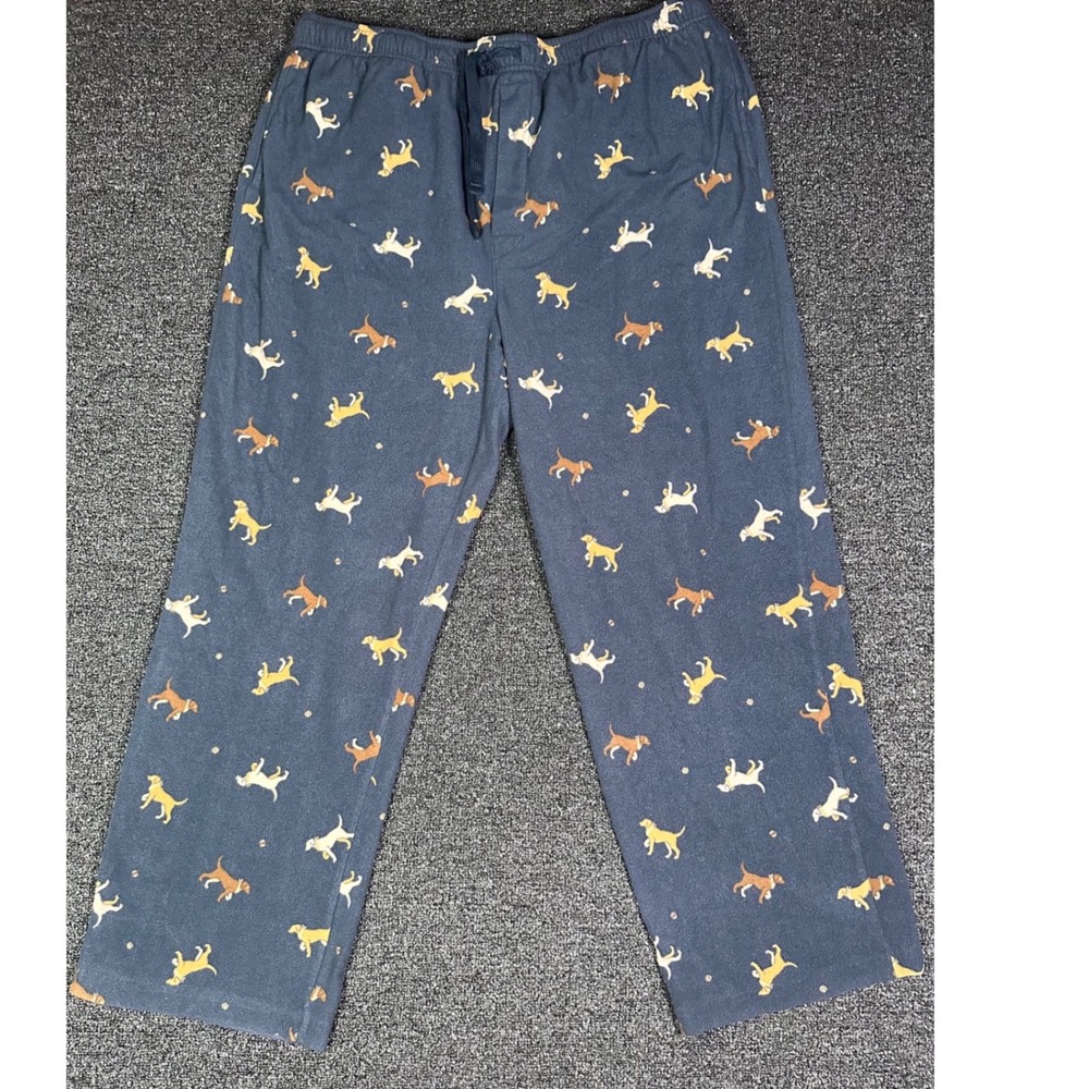Sonoma Goods For Life Mens‎ XXL Fleece Pajama Pants Navy Blue Dog Print Lounge